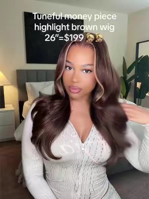 TikTok post by @sheistatiana for Tunefulhair. Caption reads: @Tunefulhairofficial @Tunefulhairwig Money Piece....