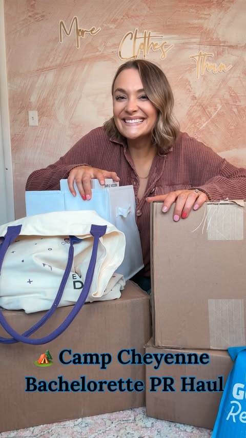 Instagram post by @moreclothesthansense for Eva NYC. Caption reads: ✨ CAMP CHEYENNE PR HAUL PT. 3 ✨ The countdown is....