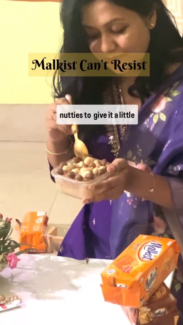 Instagram post by @kitchendiaries_by_naznin for Malkist Premium Crackers. Caption reads: From stealing each other’s chocolates to sharing....