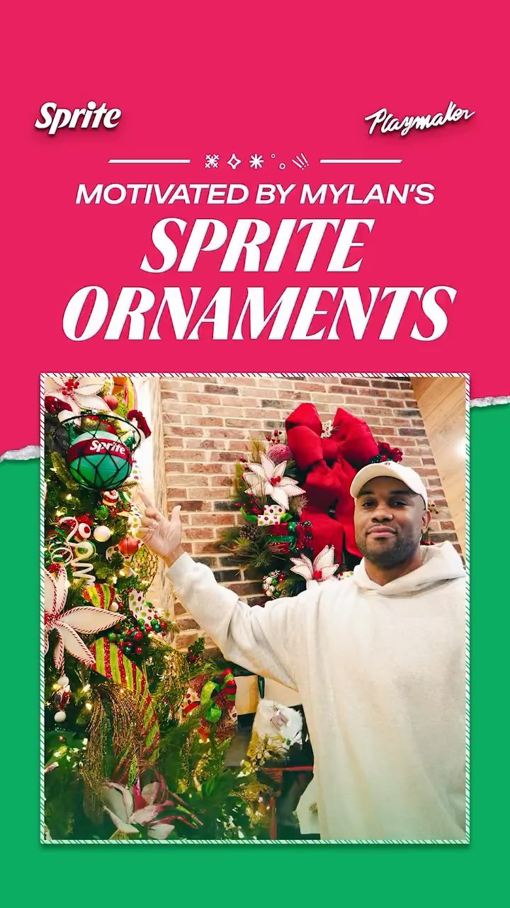 Instagram post by @motivatedbymylan for Playmaker. Caption reads: The tree is ballin’ for real 🏀🎄Decking the halls....