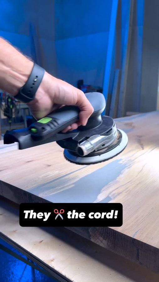 Instagram post by @witt_works for Festool USA. Caption reads: 💡Sanding in 2025

I just added the new cordless....