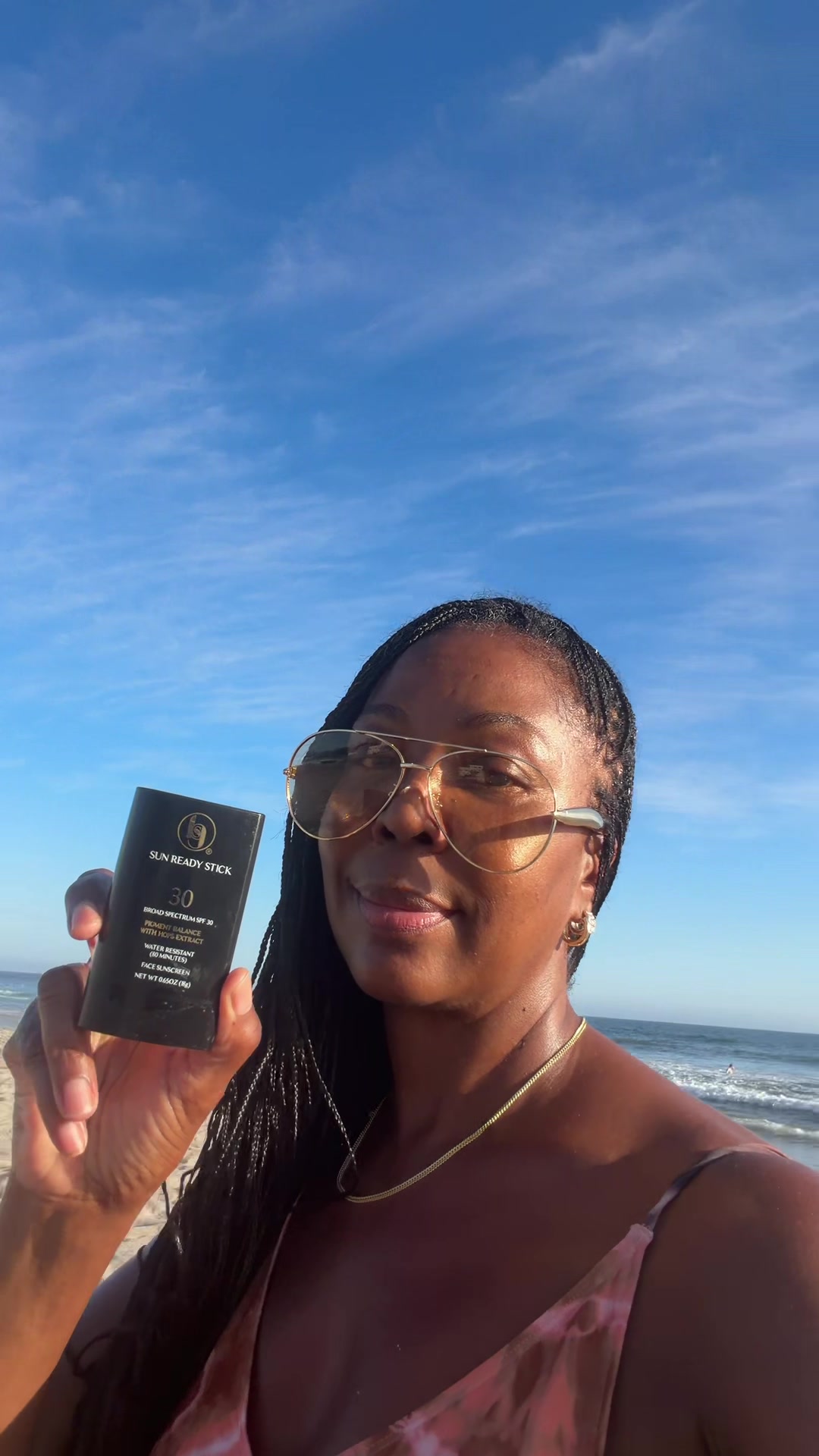TikTok post by @corriebecoming for Black Girl Sunscreen. Caption reads: [...] my skin is necessary and I wear @Black Girl....