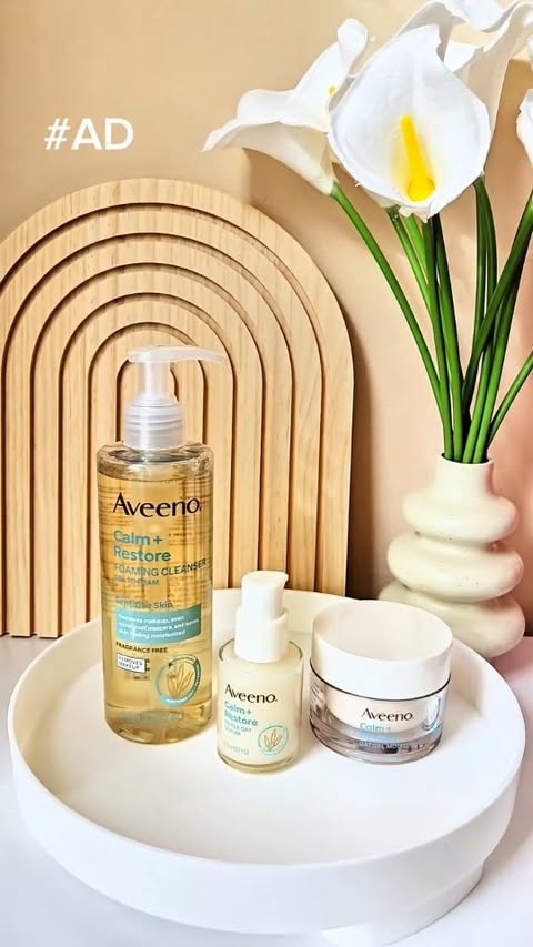 Instagram post by @mrudulachandekar for Aveeno. Caption reads: [...] are gentle, hydrating, and effective.....