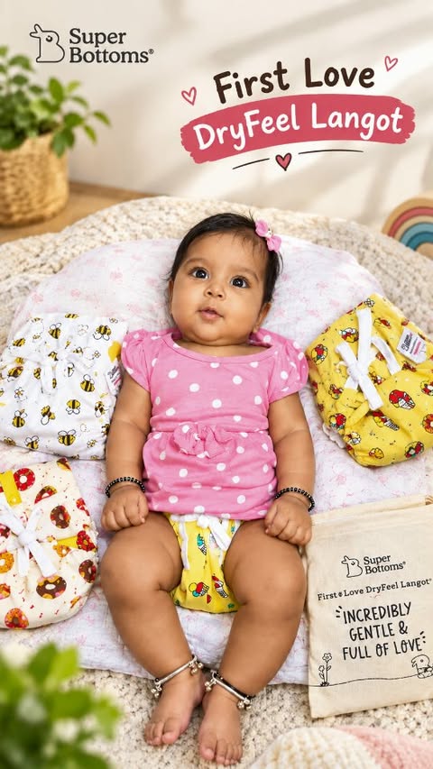 Instagram post by @chandu.chandana for Superbottoms. Caption reads: [...] to comfy, happy baby moments with....