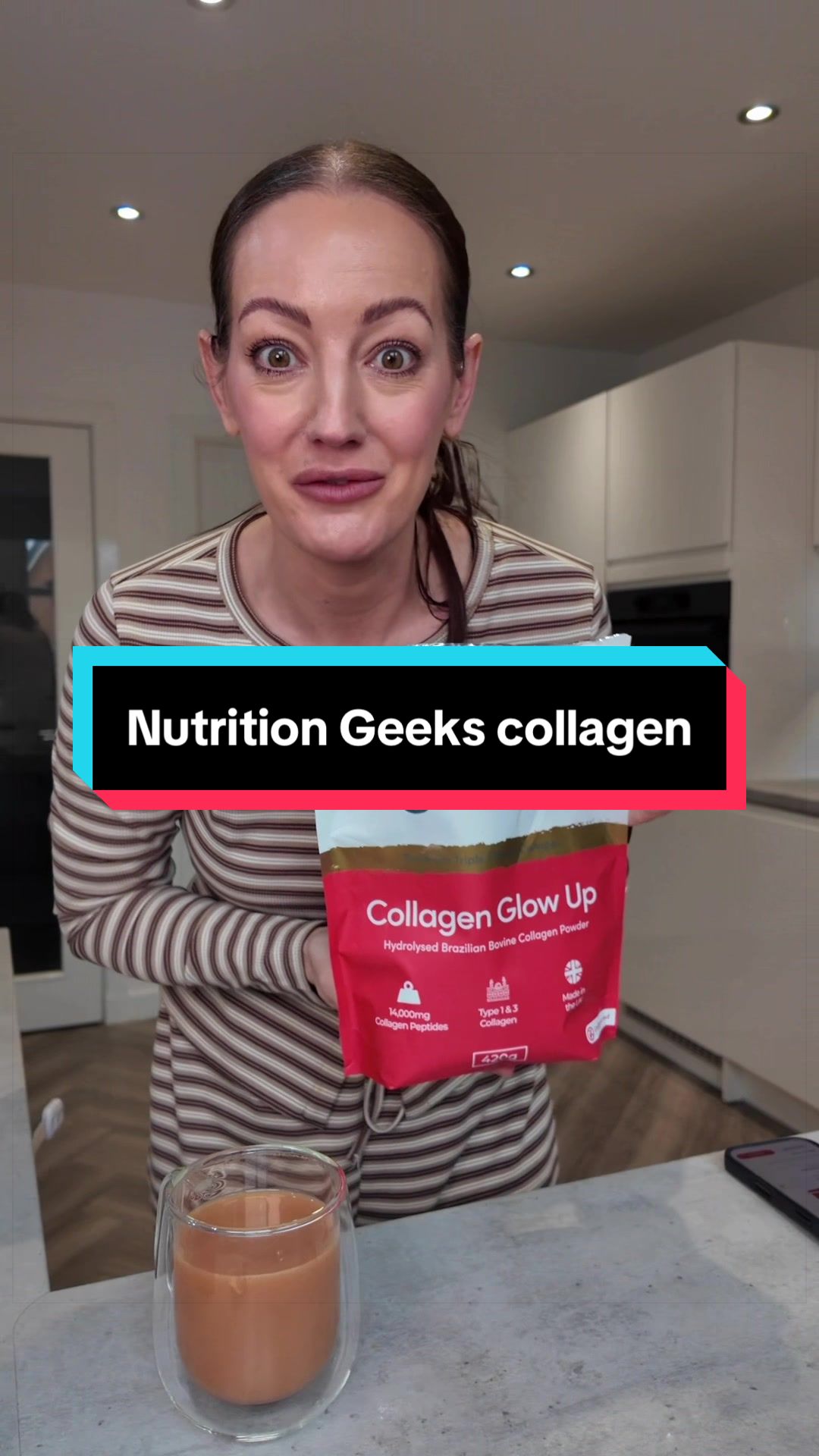 TikTok post by @carolinethecruiselady for Nutrition Geeks. Caption reads: Such a good price on the @nutritiongeeksofficial....