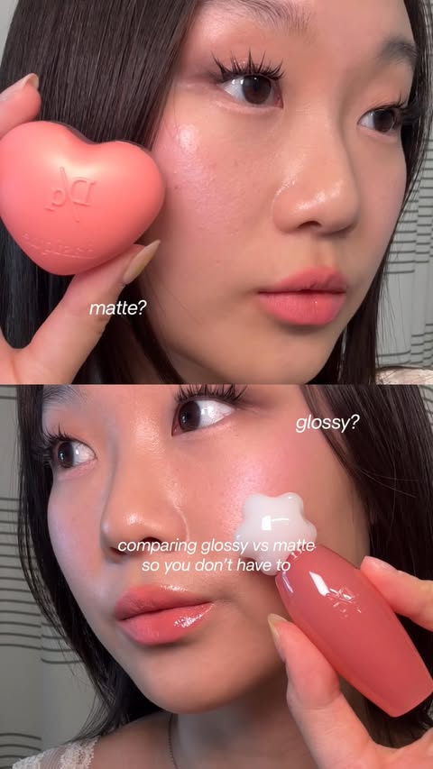 Instagram post by @christiisung for Dasique USA. Caption reads: comparing matte vs glossy lip so you don’t have....