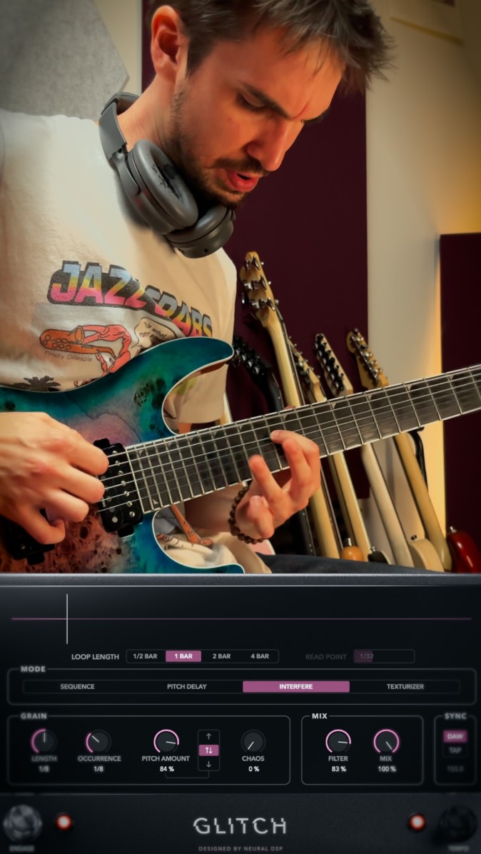 Instagram post by @abentleymusic for Neural DSP. Caption reads: Some extra pick attack with Archetype: Misha....