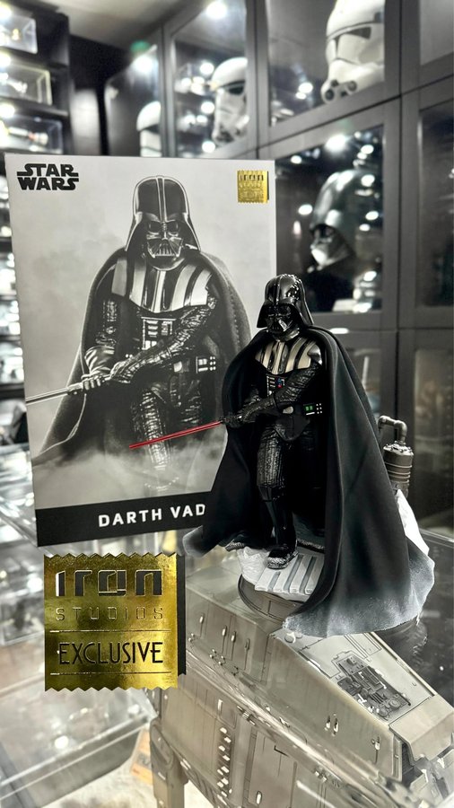 Instagram post by @gabesempire for Iron Studios. Caption reads: Darth Vader Deluxe Art Statue by @ironstudios is....