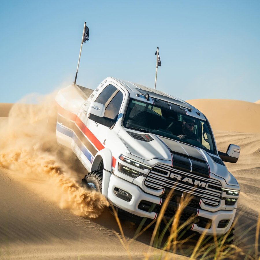 Instagram post by @heavydsparks for Ram Trucks. Caption reads: [...] absolutely rips. 

The coolest part?....