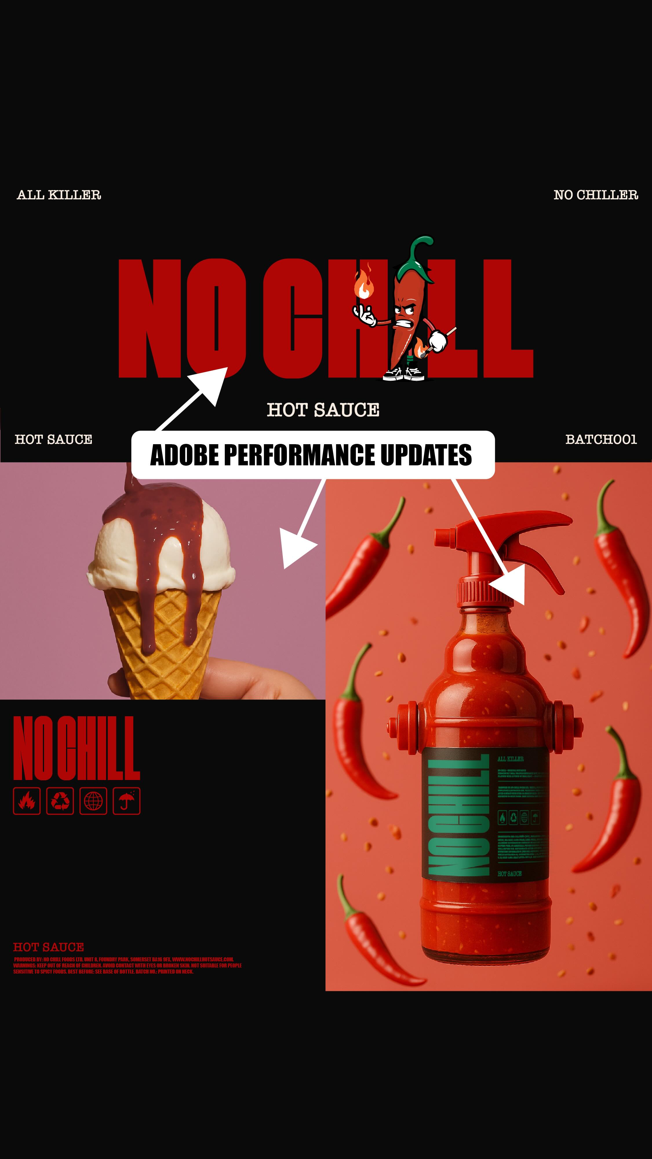 Instagram post by @heyadamdesign for Adobe Design. Caption reads: Mid-project. Deadline looming. You’re in flow —....