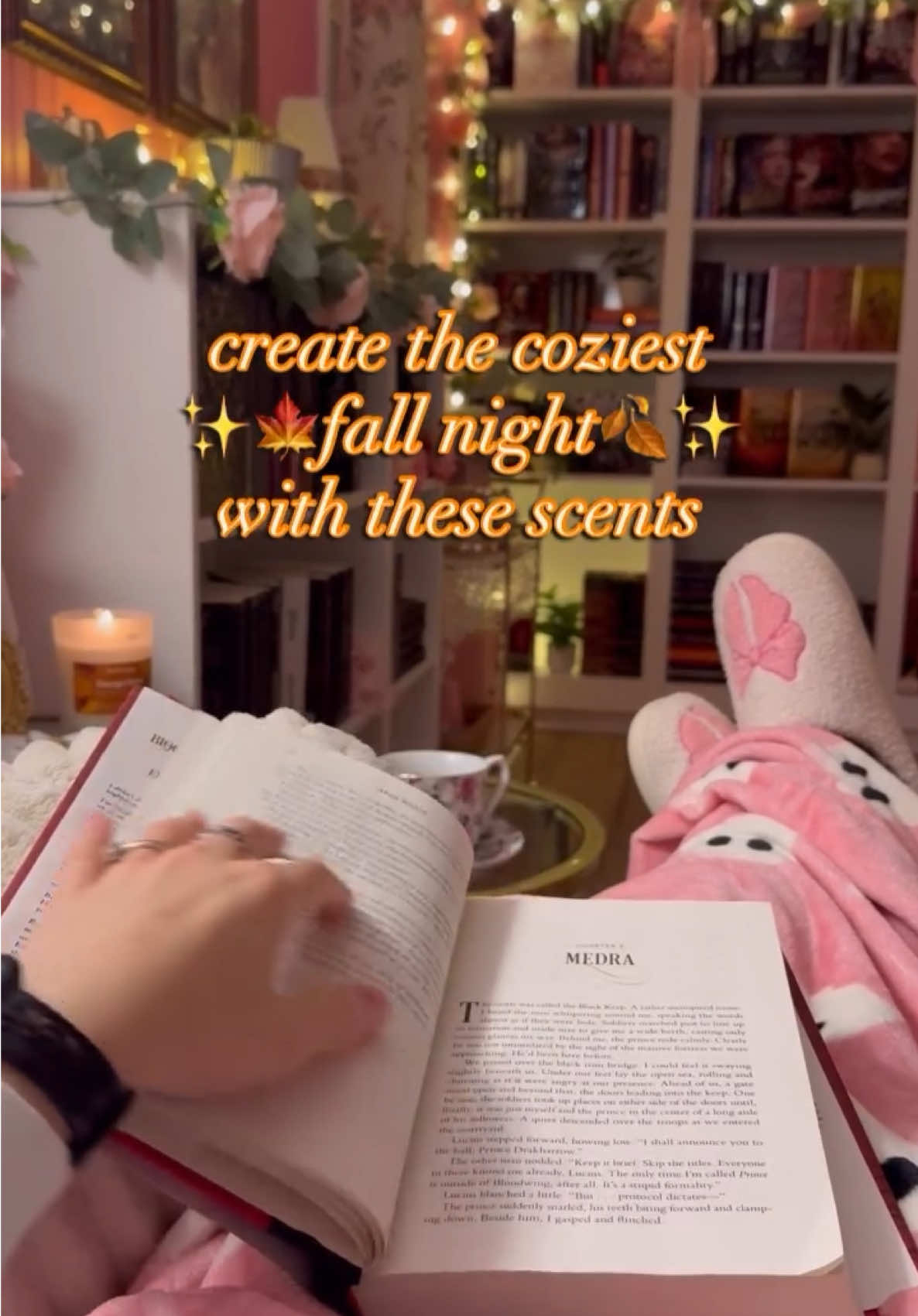 TikTok post by @bookish.with.jess for Plant Therapy. Caption reads: [...] & the dreamiest autumn scents🍁🍂✨ @Plant....