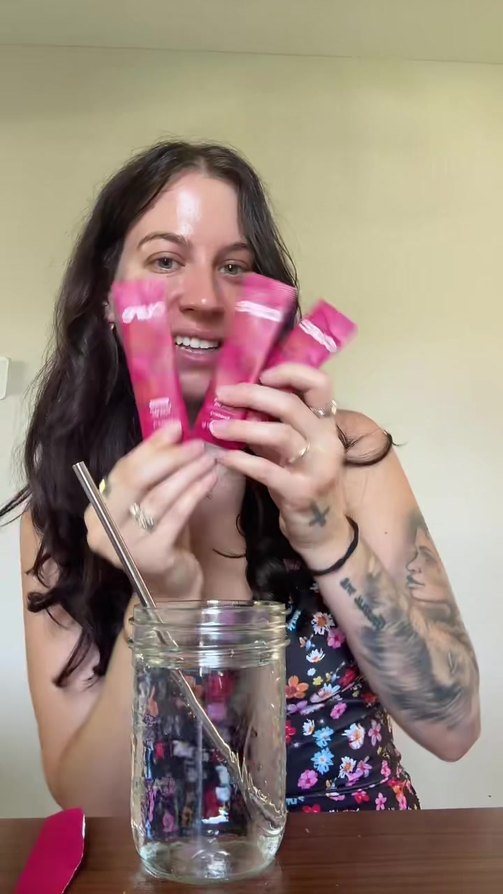TikTok post by @melina0804 for Cure Hydration. Caption reads: gifted by Cure Hydration Raspberry is the summer....
