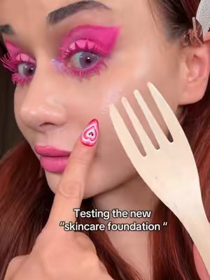 TikTok post by @thelipstickgirly for ELROEL. Caption reads: Skincare Foundation Test 🩷 @ELROEL Store....