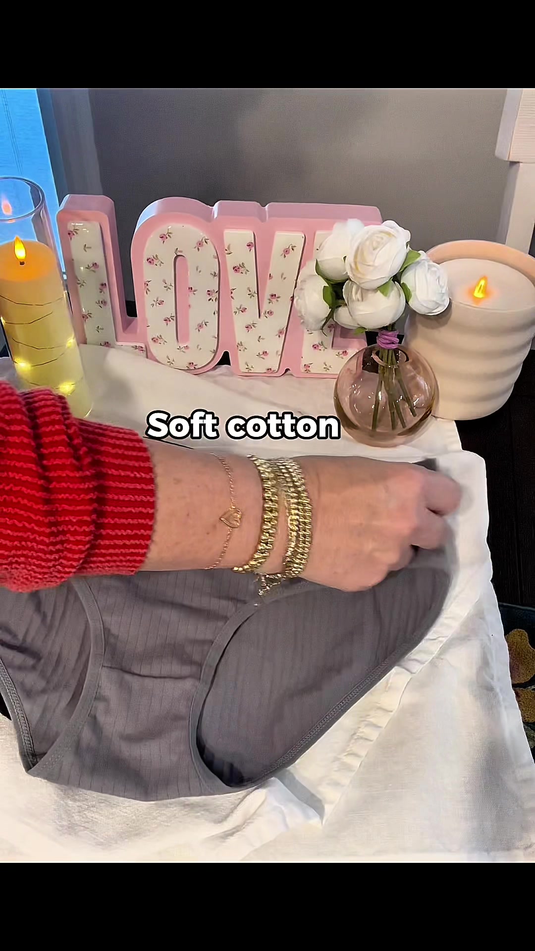 TikTok post by @mrshanrn for LEVAO Store. Caption reads: These cotton underwear don’t roll, dig , or trap....