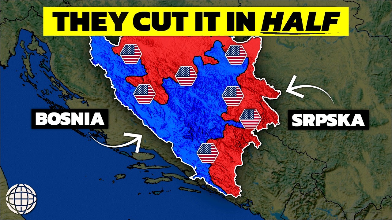 YouTube post by @GeographyByGeoff for Envato. Caption reads: The Invisible Border Tearing a European Country....