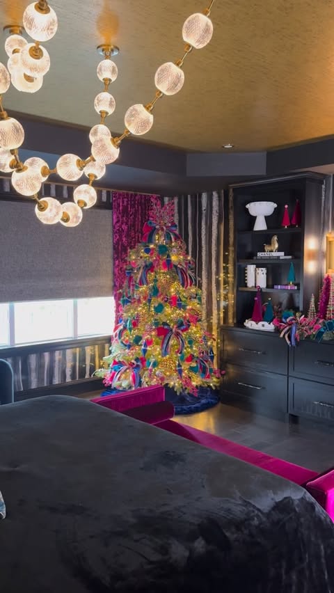 Instagram post by @sami_riccioli for King of Christmas. Caption reads: Jewel toned Christmas 🎄 Tree #8 of 13 in my home…....