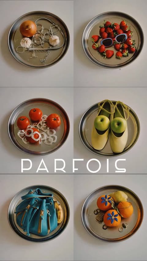 Instagram post by @helenrico for Parfois. Caption reads: Dinner is served 🛎️🍅 @parfois #parfoisandfriends.