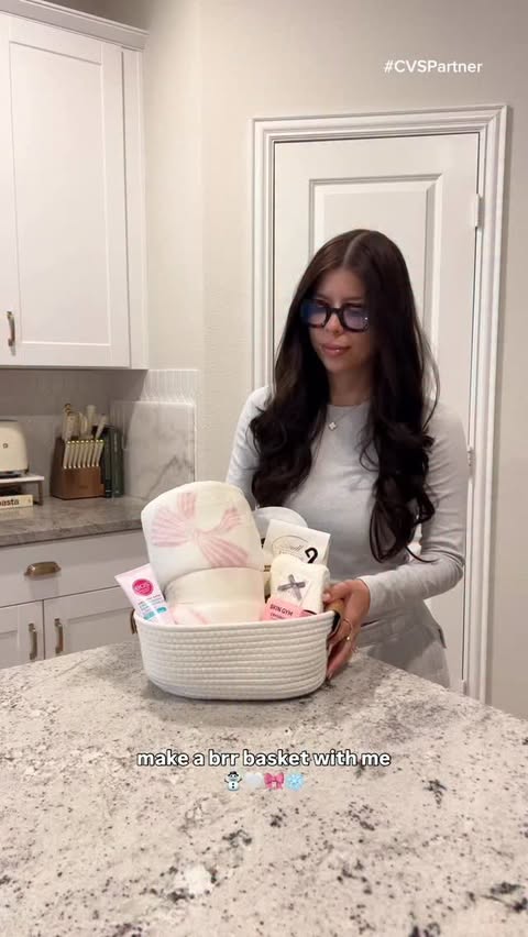 Instagram post by @elainamich for CVS. Caption reads: #Cvspartner Make a cozy brr basket with me ft.....