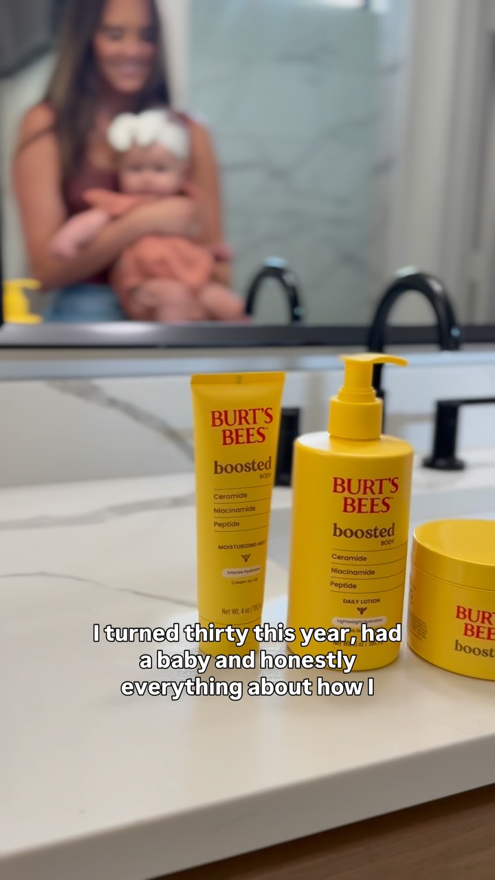 Instagram post by @pleasantlybuilt for Burt's Bees. Caption reads: #ad Comment “shop” below to get the direct links....