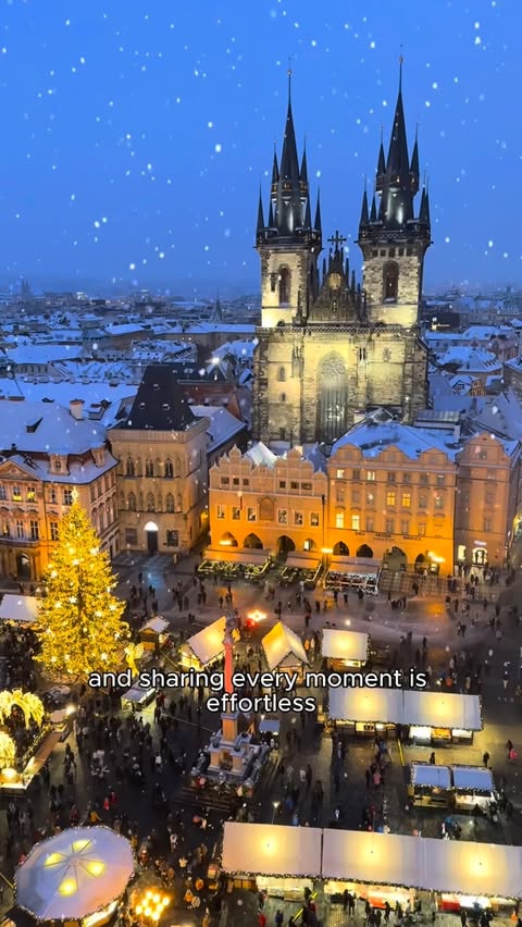 Instagram post by @butnomatter.theroadislife for Holafly. Caption reads: Wandering through Prague in winter, surrounded by....