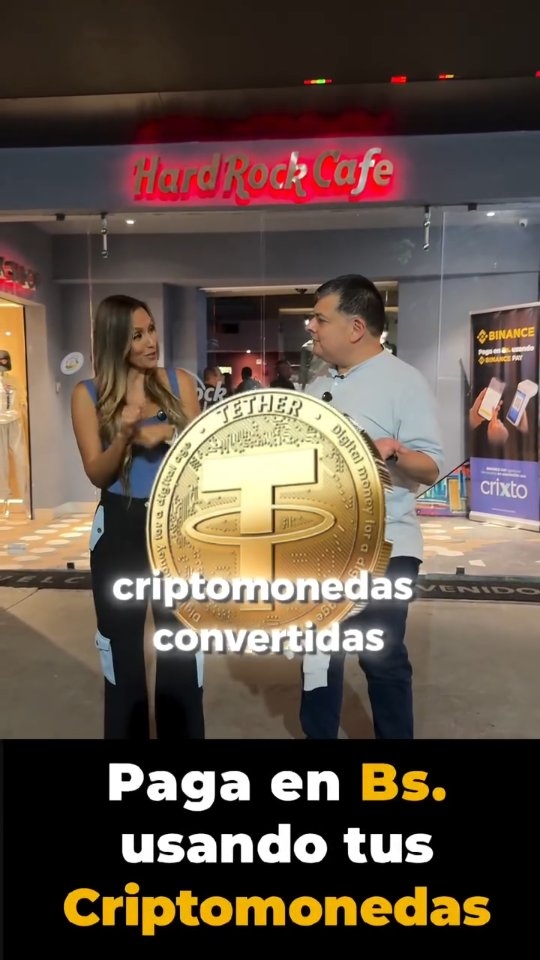 Instagram post by @nelinescalante for Hard Rock Cafe. Caption reads: Las Criptomonedas llegaron a Hard Rock Café....