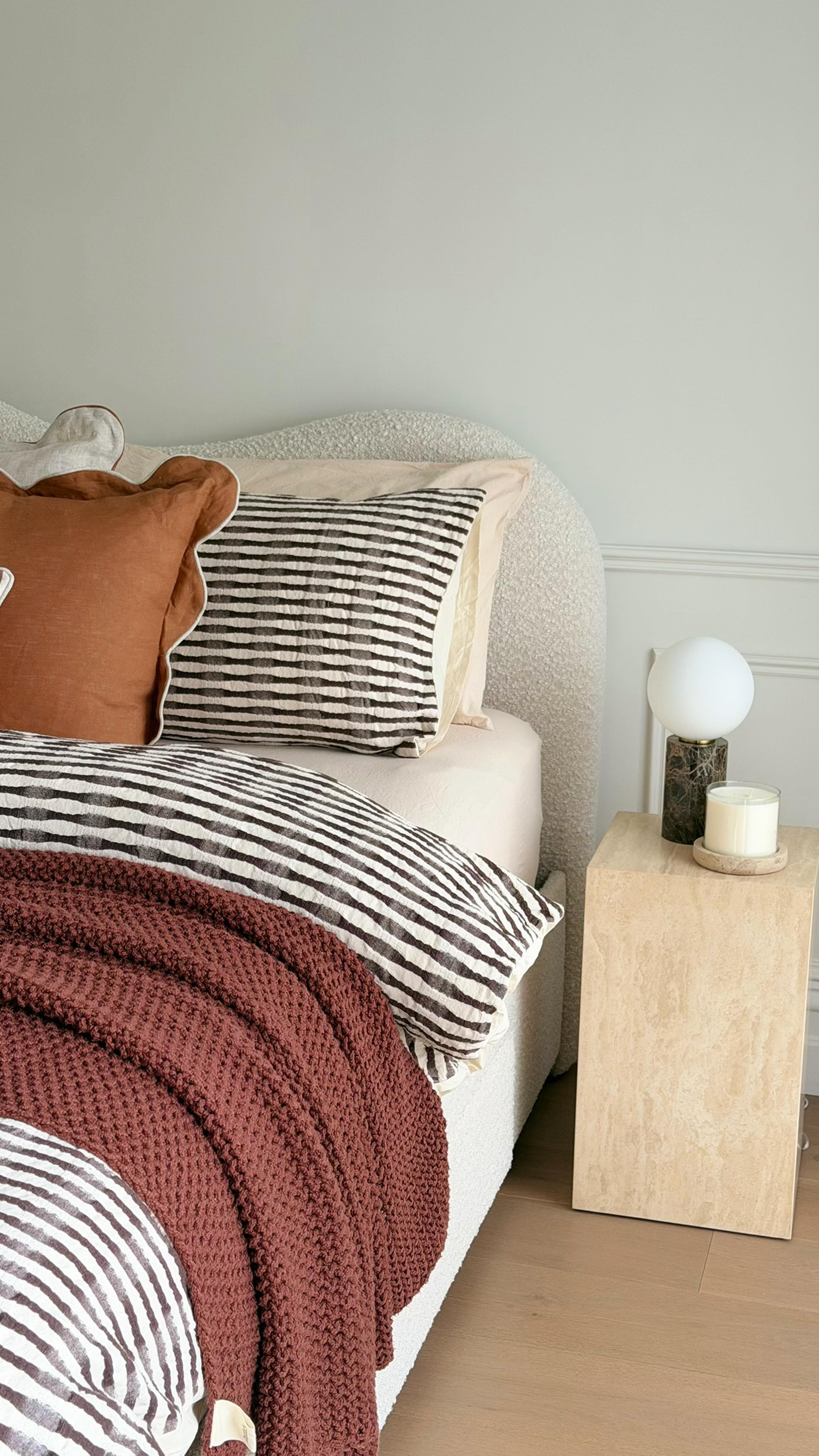 Instagram post by @bynatalie.s for Adairs. Caption reads: If you want that styled bedroom look, this one is....