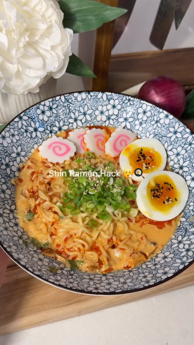 Instagram post by @foodie.randy for Nongshim USA. Caption reads: My favourite Shin Ramen 🍜 hack ! Thank you....