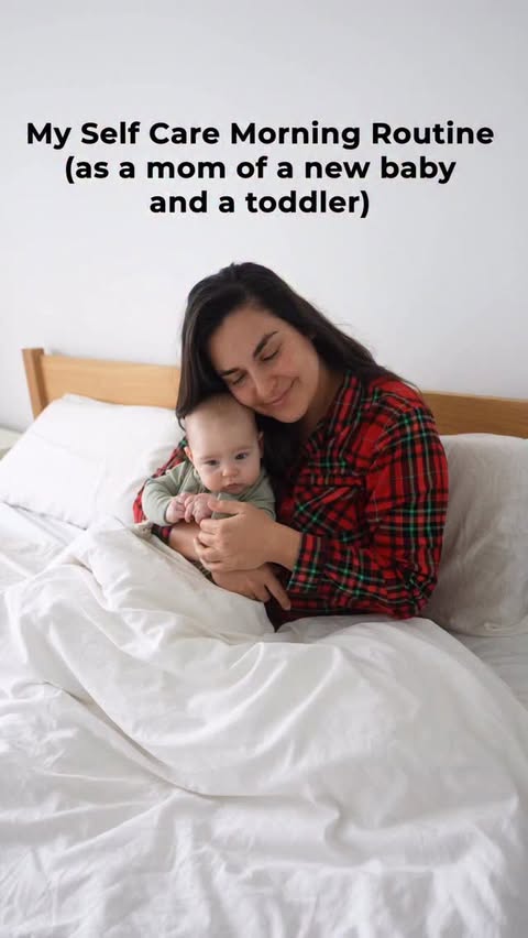 Instagram post by @rayawashere for Soocas. Caption reads: A realistic self care morning routine as a mom of....