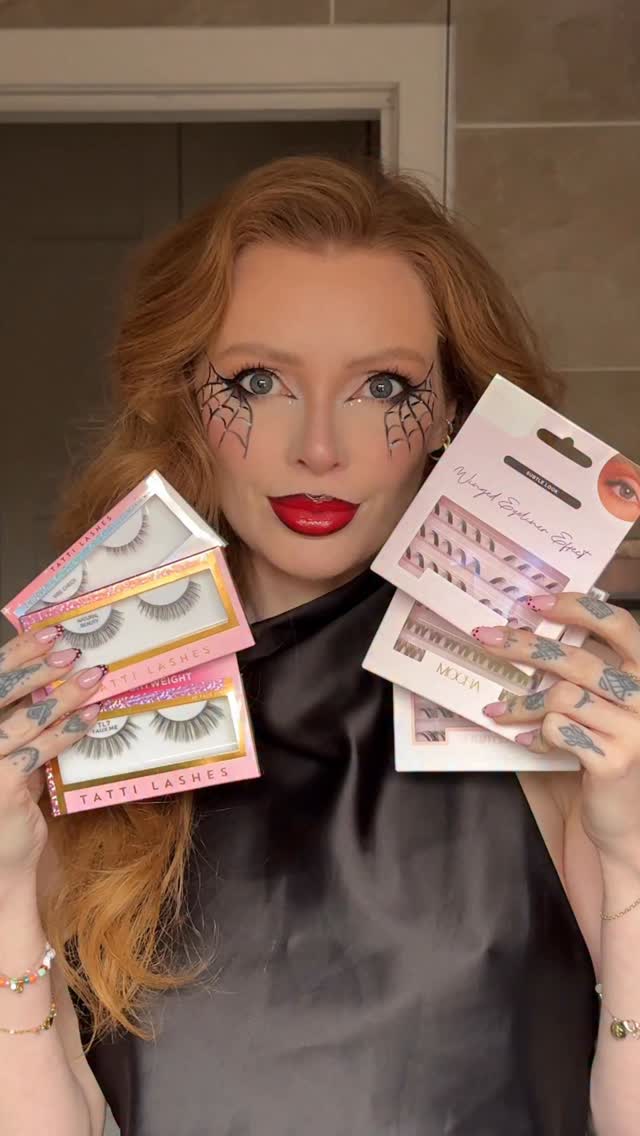 Instagram post by @rachelcrowe___ for TATTI LASHES. Caption reads: The easiest way to level up any Halloween look is....