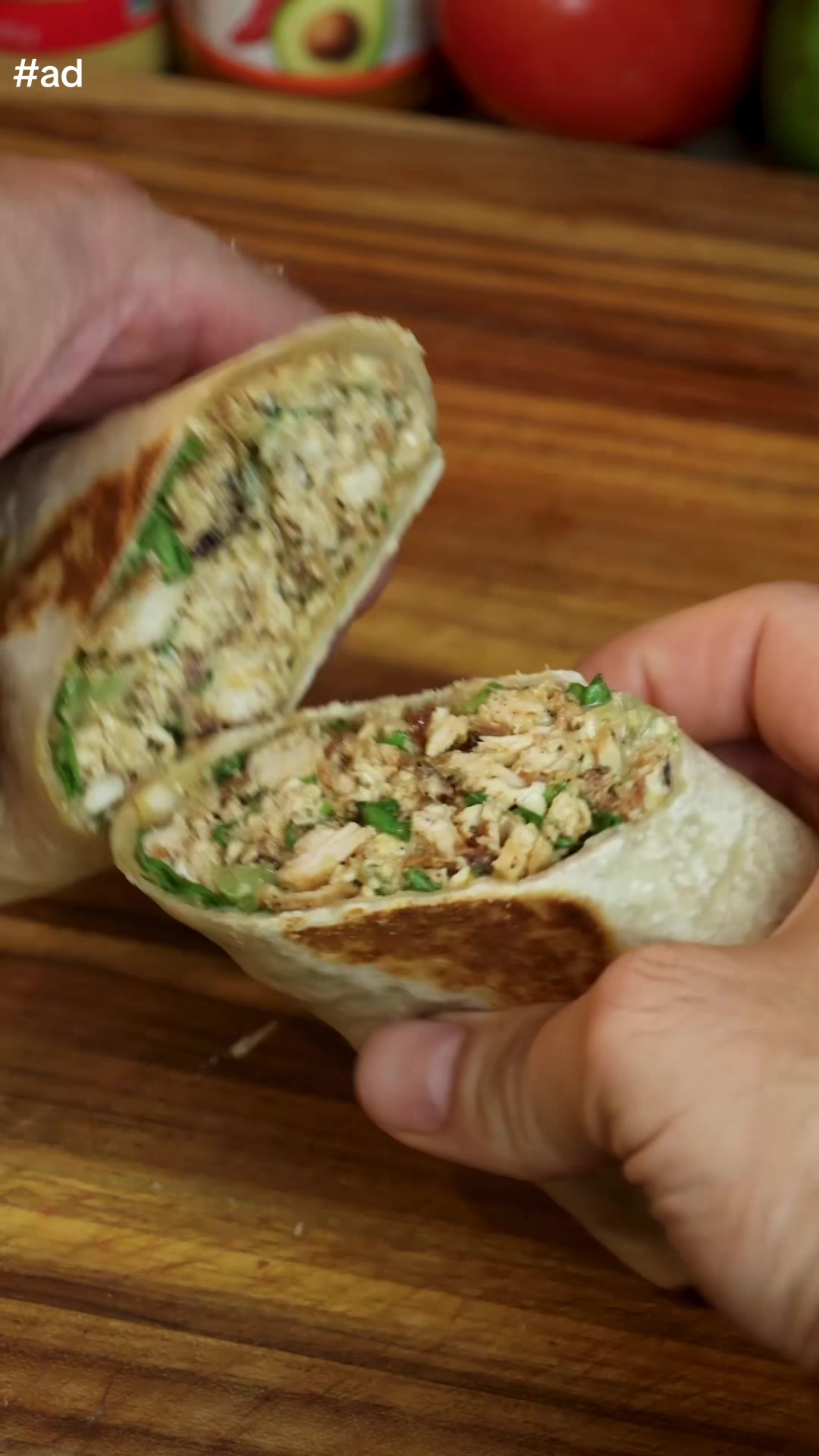 TikTok post by @zachwiththefatback for Mark's Daily Apple. Caption reads: Chopped chicken bacon ranch wrap @Primal Kitchen....