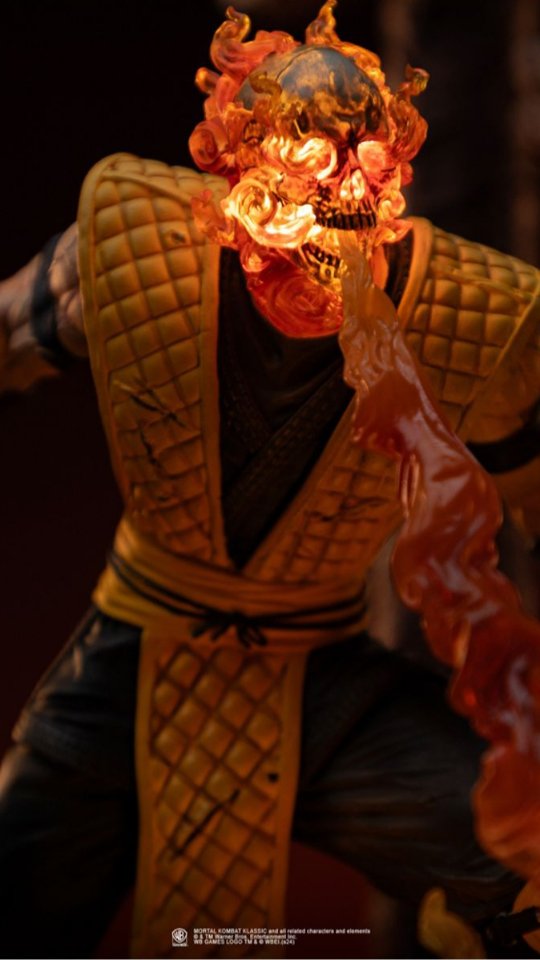 Instagram post by @mkarcadekollection for Iron Studios. Caption reads: [...] TOASTY! #KombatDeals! 💀🔥👊🩸 "@IronStudios....