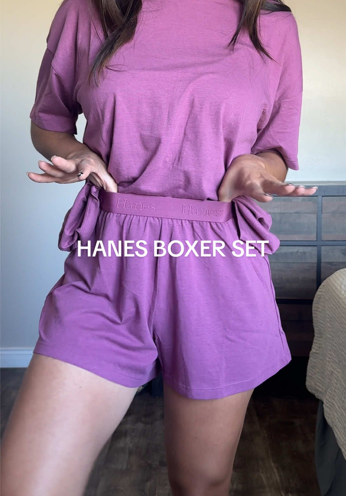 TikTok post by @sabrenabyler_ for Hanes. Caption reads: [...] oversized fit. they’re just so good!! ....