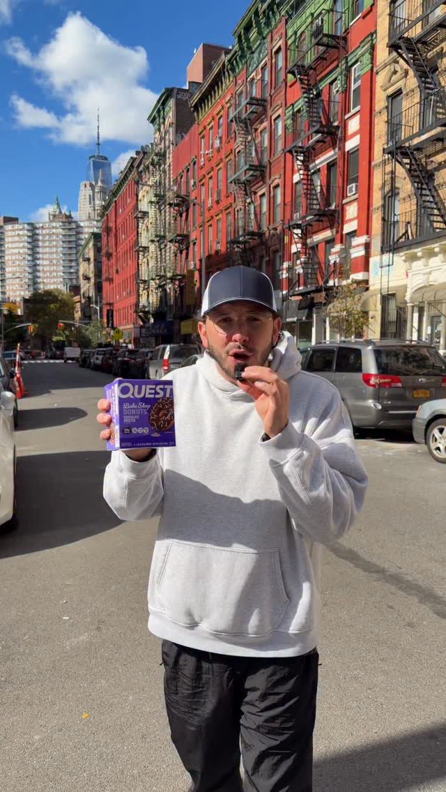 Instagram post by @marcosworldnyc for Quest Nutrition. Caption reads: New Yorkers trying @questnutrition new chocolate....
