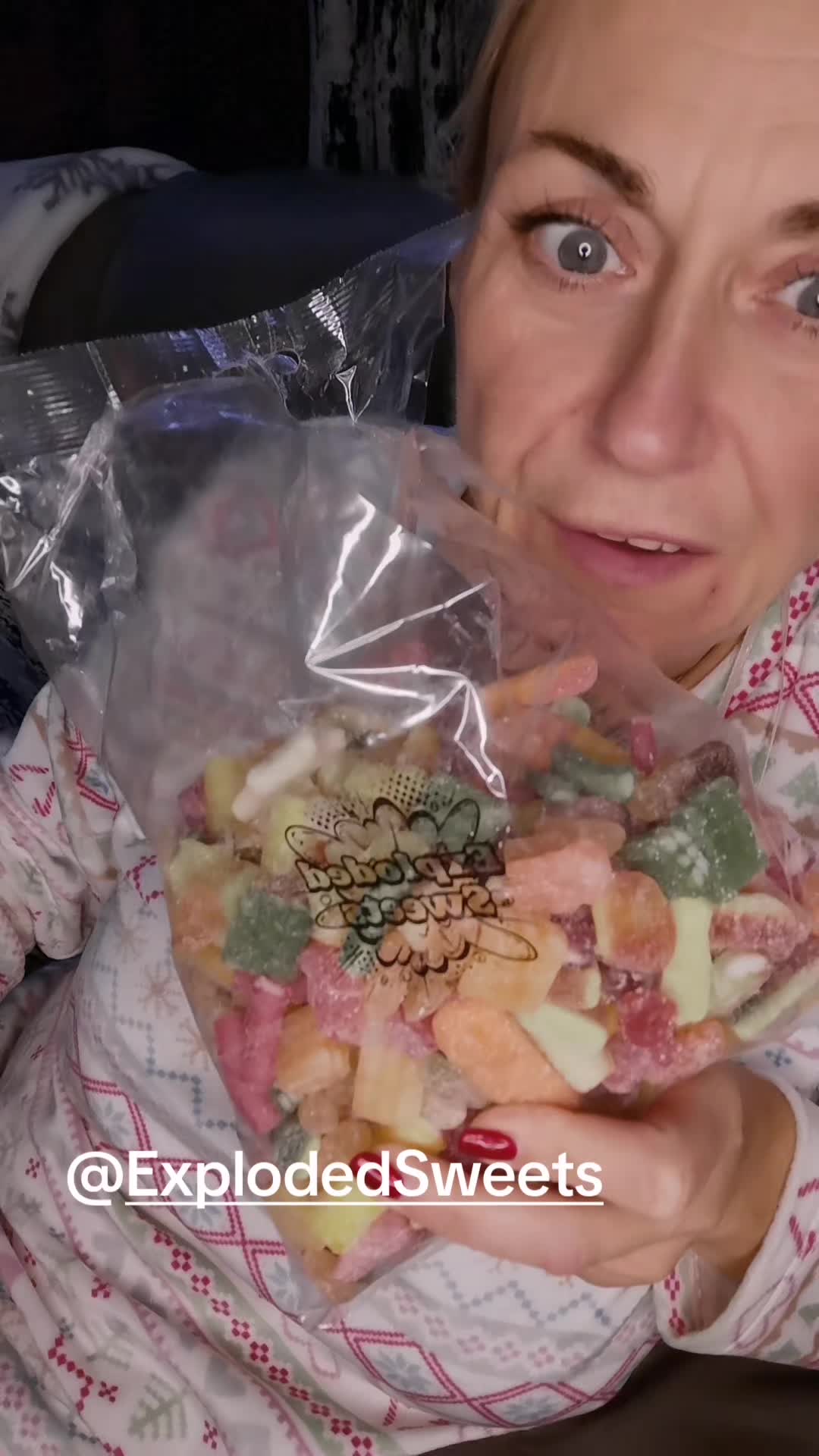 TikTok post by @kezzacri for Exploded Sweets. Caption reads: For us big kids Too #sweets #candy #fizzy....