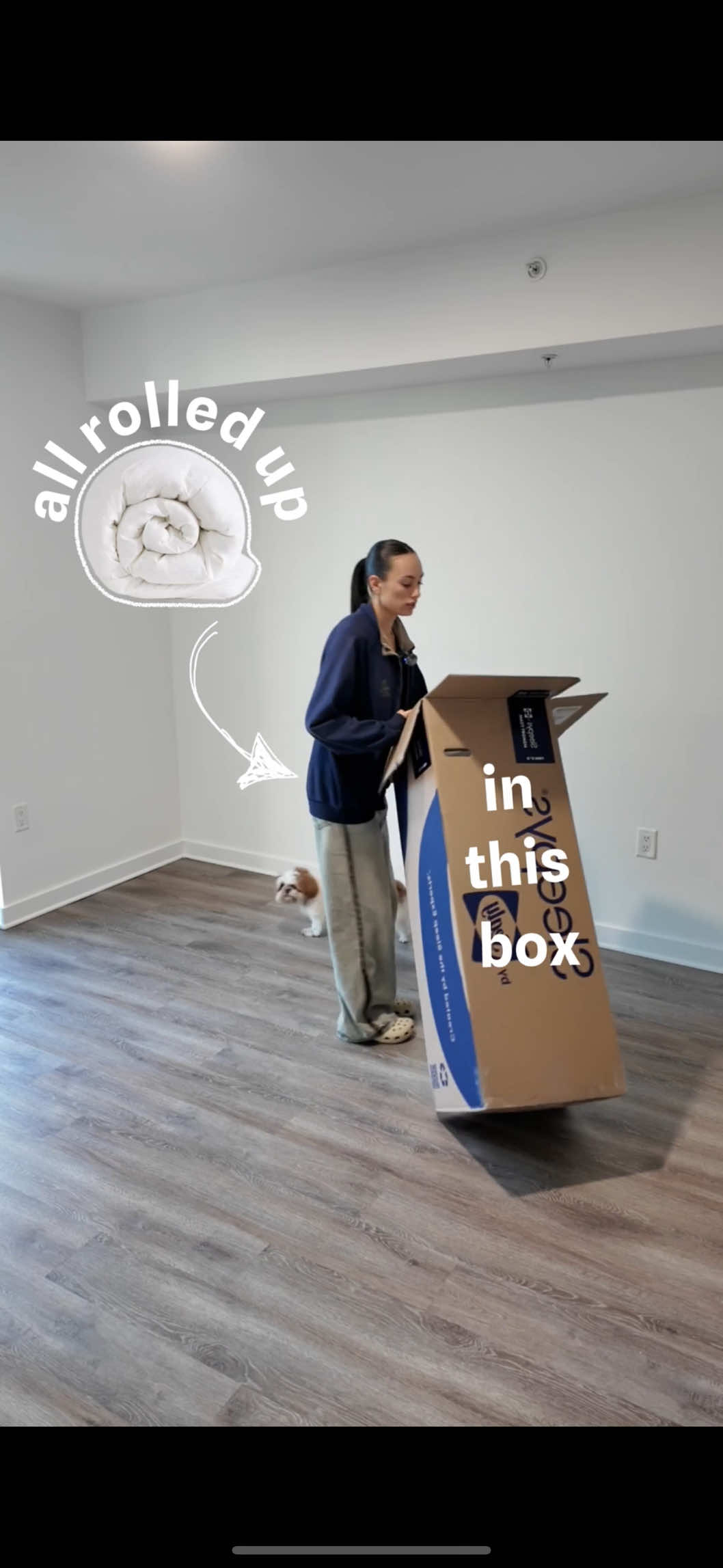 TikTok post by @mafeanzures for Mattress Firm. Caption reads: we have a mattressss yayyy 🤭 @Mattress Firm ....