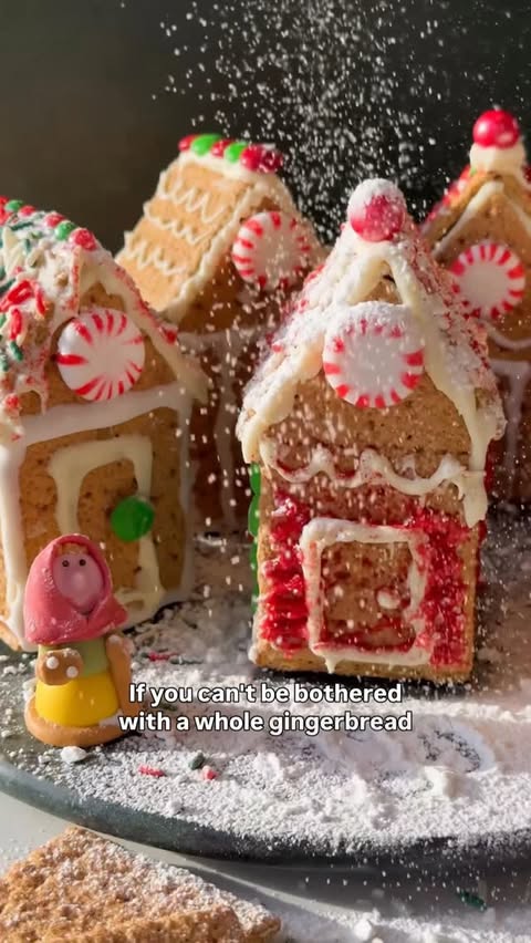 Instagram post by @bcais for Delish. Caption reads: Save your teeth and make your gingerbread house....