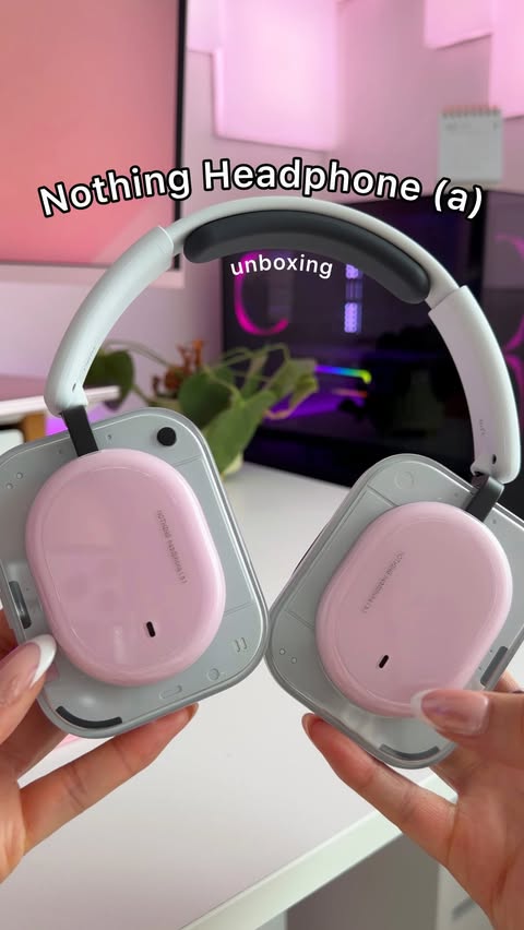 Instagram post by @thephdstudent for Nothing. Caption reads: Unboxing the Nothing headphone (a) in PINK....