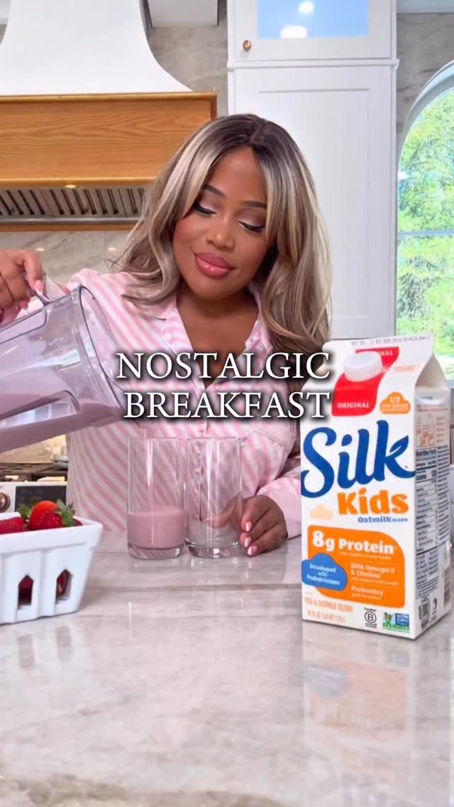 Instagram post by @makeitwithmicah for Silk. Caption reads: #SilkPartner Back-to-school mornings hit different....