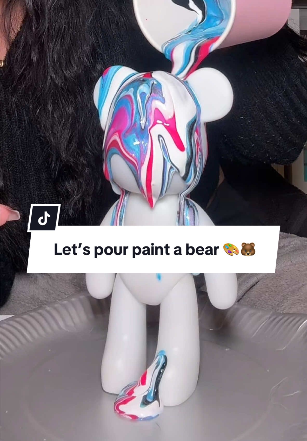 TikTok post by @chantelleef for UNICORN COSMETICS. Caption reads: Let’s do some pour painting 👀🎨@unicorn_cosmetics....