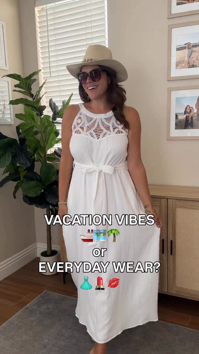 Instagram post by @piggybankdiaries for BloomChic. Caption reads: The white dress you’ll pack for vacation… and end....