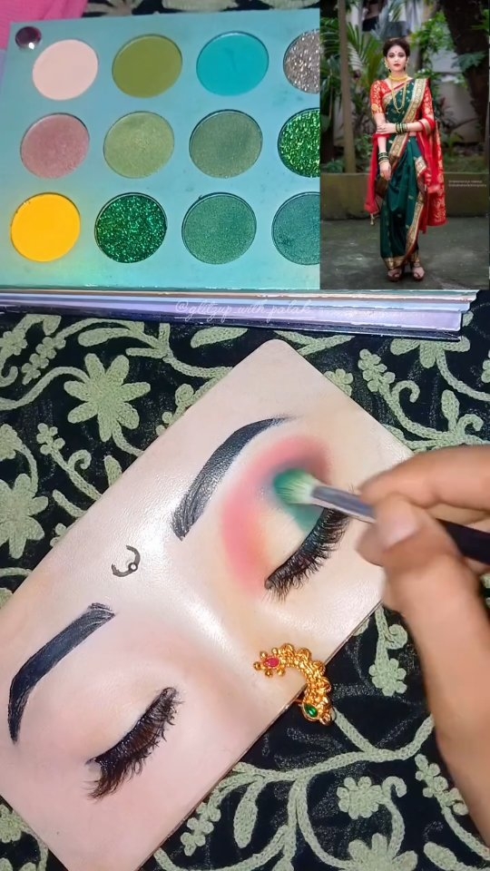 Instagram post by @glitzup_with_palak for Huda Beauty. Caption reads: Watch YouTube video for step by step tutorial....