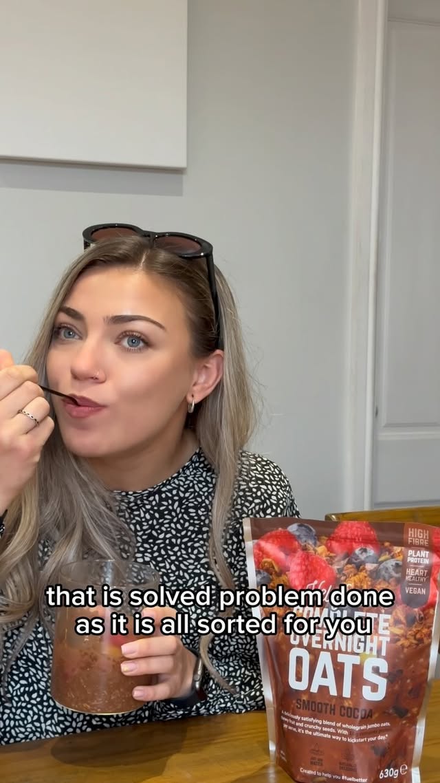 Instagram post by @gkbw for Veloforte. Caption reads: [...] 125ml oat milk, completely vegan too!....