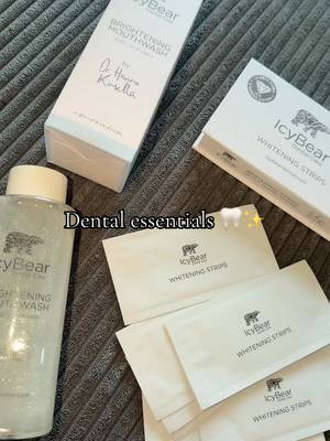 TikTok post by @chloehoward7 for Icy Bear Dental. Caption reads: Dental essentials 🦷✨ #icybeardental #mouthwash....