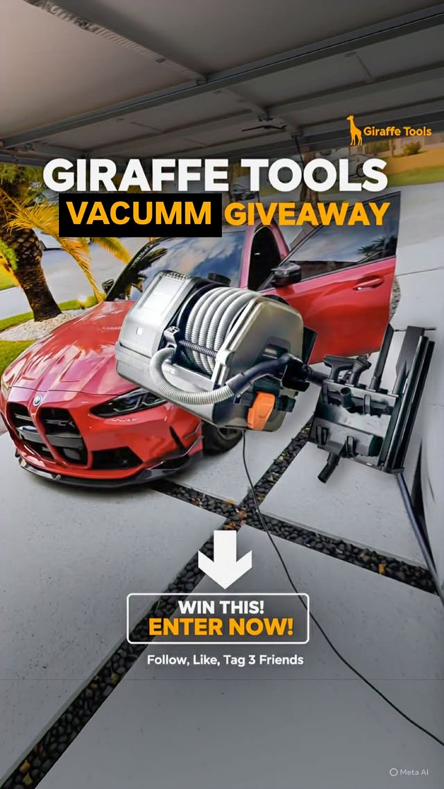 Instagram post by @saavggarage for Giraffe Tools. Caption reads: [...] (GIVEAWAY) We’ve teamed up with....
