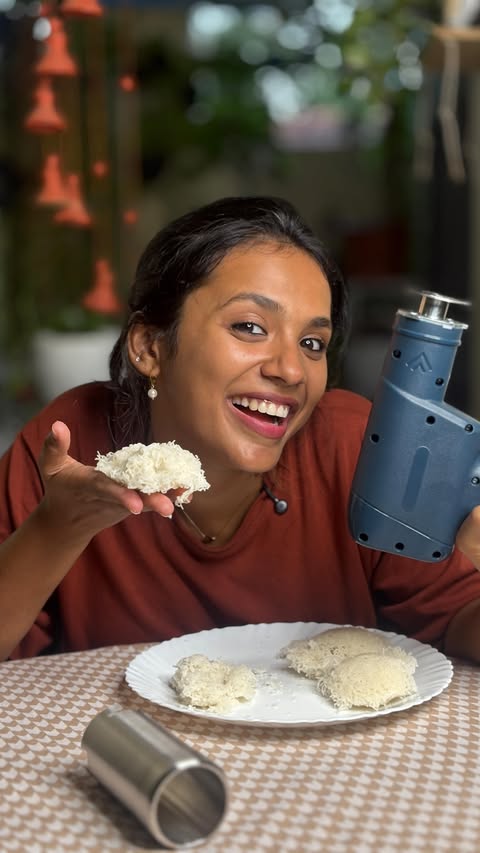 Instagram post by @sherin_kalappila for Pigeon Kitchen Appliances. Caption reads: [...] Electric Idiyappam Maker.....