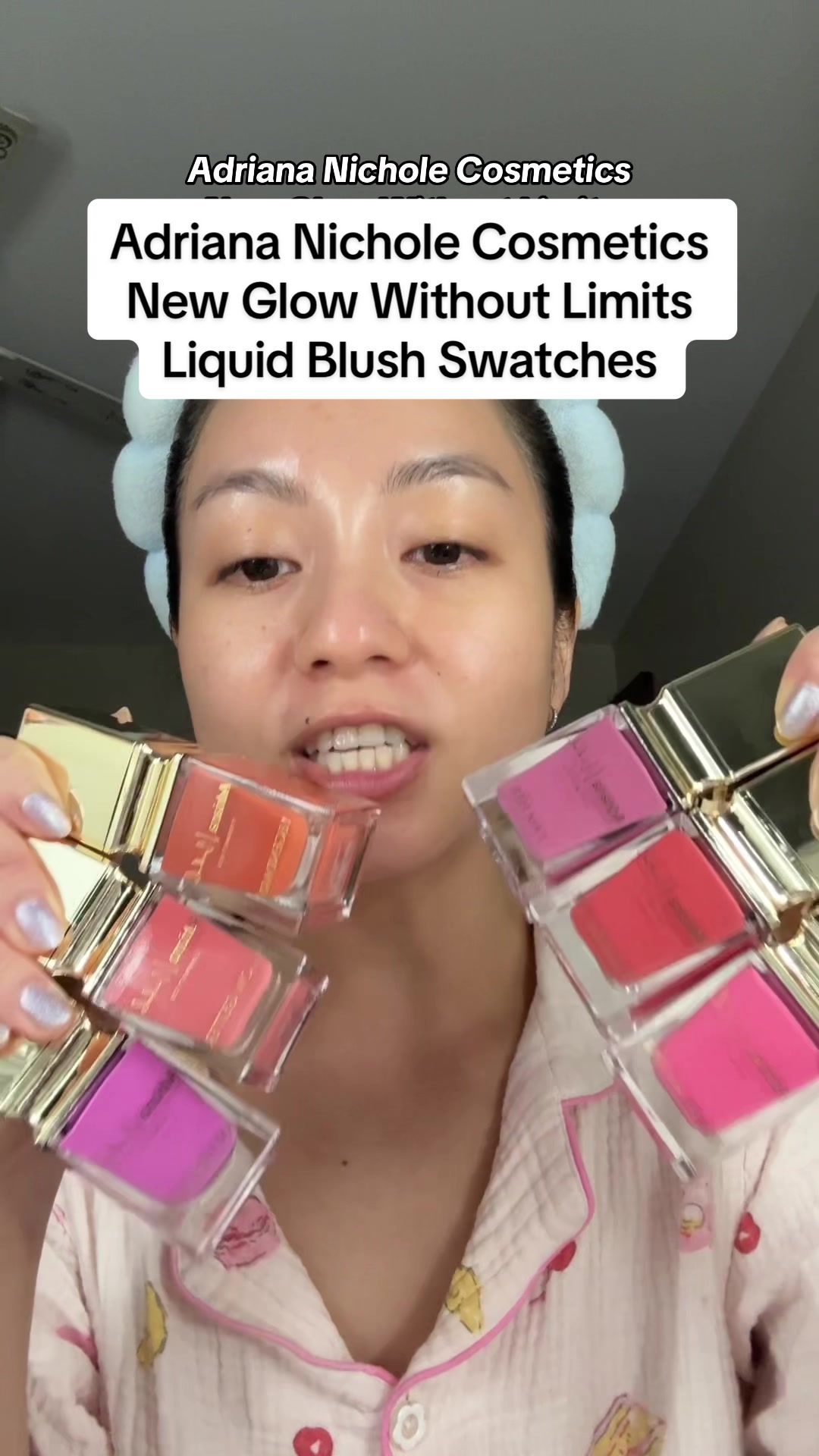 TikTok post by @nphiynhi for Adriana Nichole Cosmetics. Caption reads: [...] Limits liquid Blushes from @Adriana Nichole....