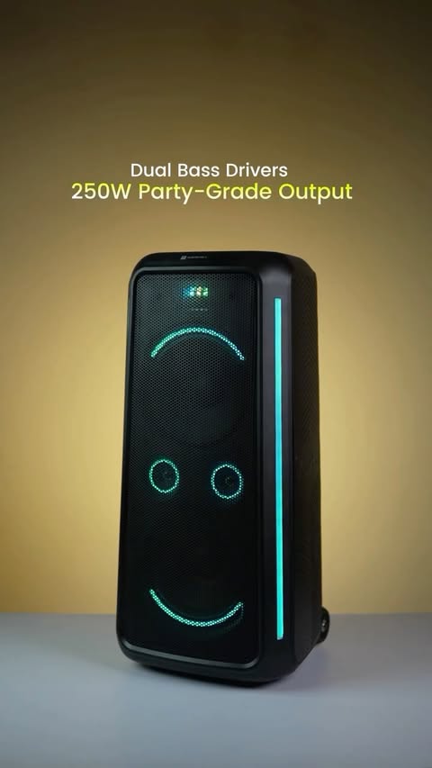 Instagram post by @techno___explorer for Portronics. Caption reads: Best wireless party speaker -Portronics Iron Beats....