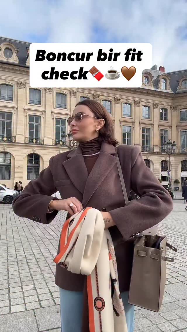 Instagram post by @ozgeulusoy for Hermès. Caption reads: Hello boncur from Place Vendome🇫🇷

#ootd #jacket....