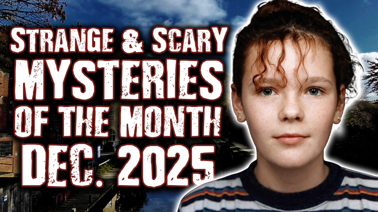 YouTube post by @ScaryMysteries for GhostBed. Caption reads: STRANGE & SCARY Mysteries of The Month - DEC. 2025.