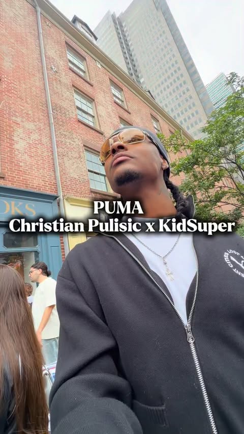 Instagram post by @milesbaguette for PUMA. Caption reads: Come with me to the PUMA x CP x KidSuper send off....